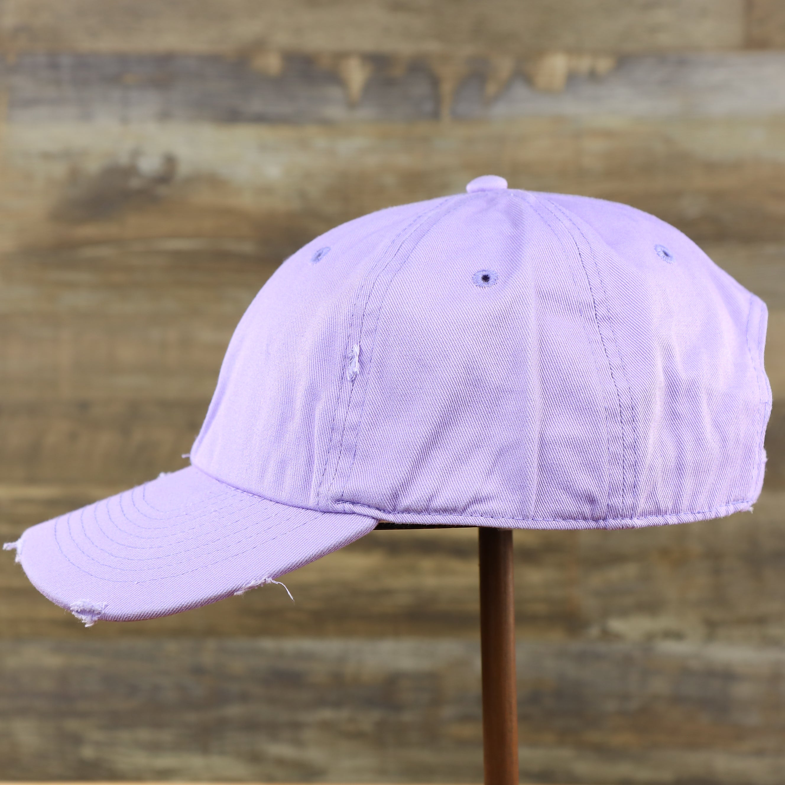 Lavender Flat Brim Distressed Blank Baseball Hat | Light Purple Dad Hat