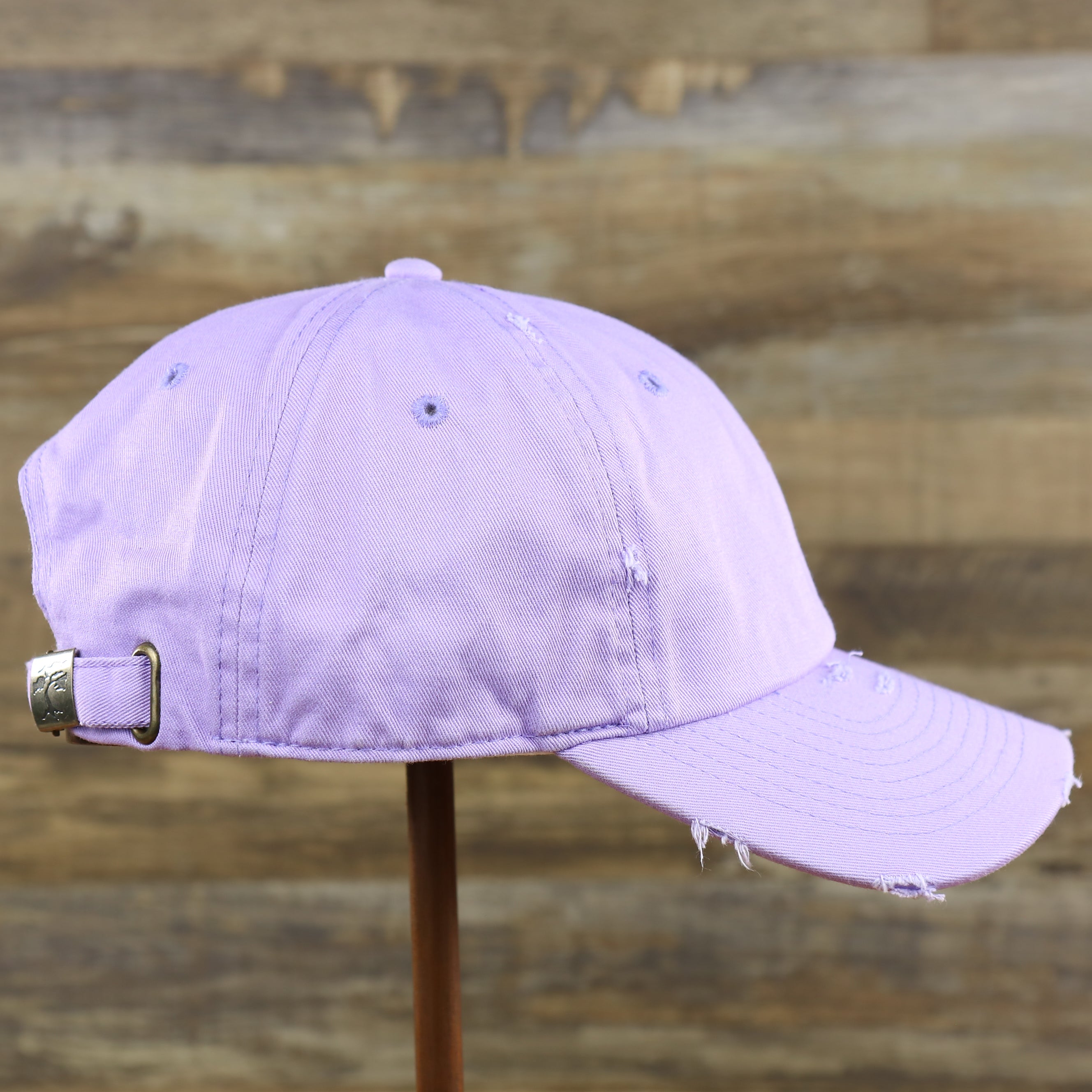 Lavender Flat Brim Distressed Blank Baseball Hat | Light Purple Dad Hat