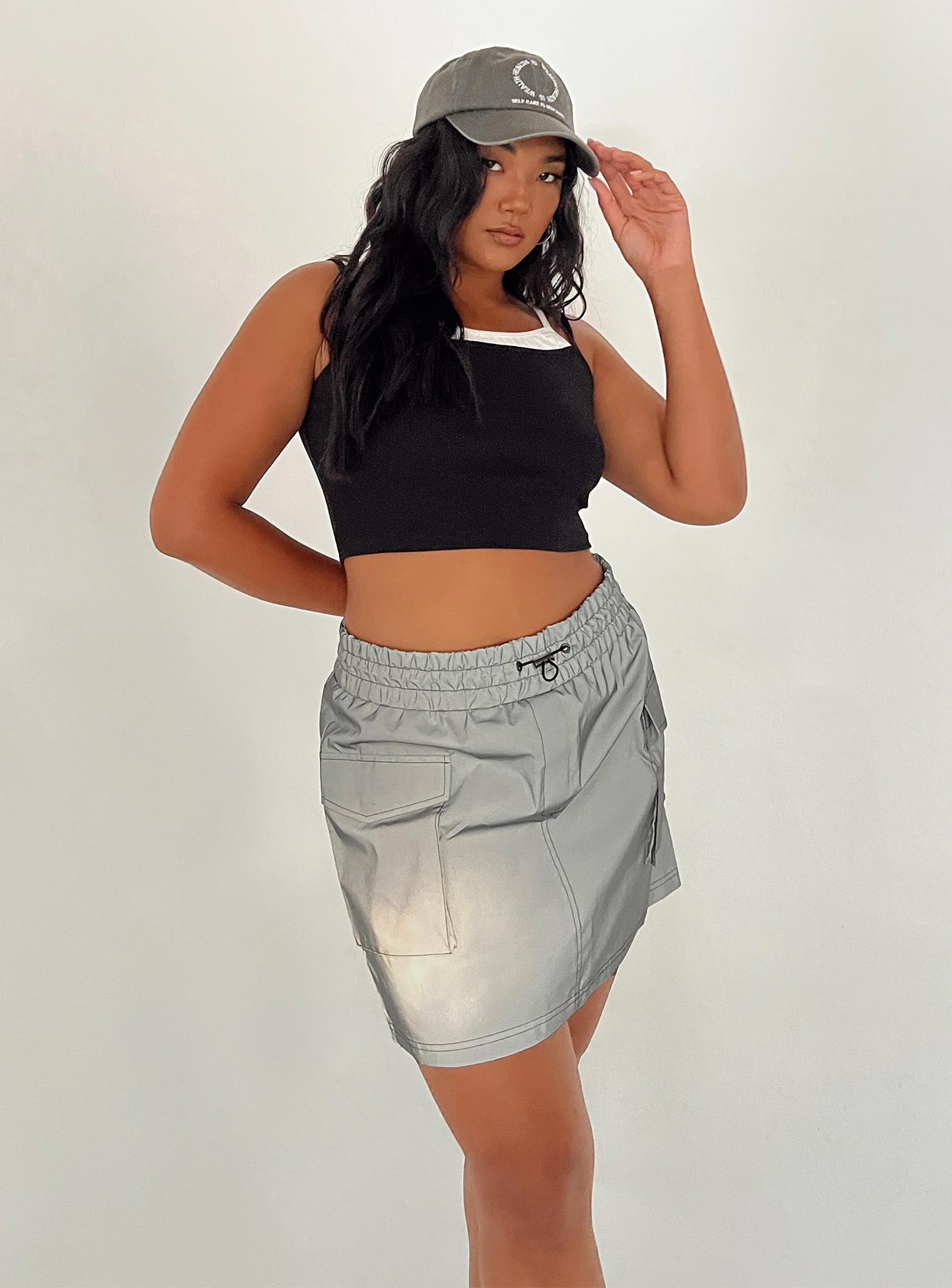 Leyana Cargo Mini Skirt Grey