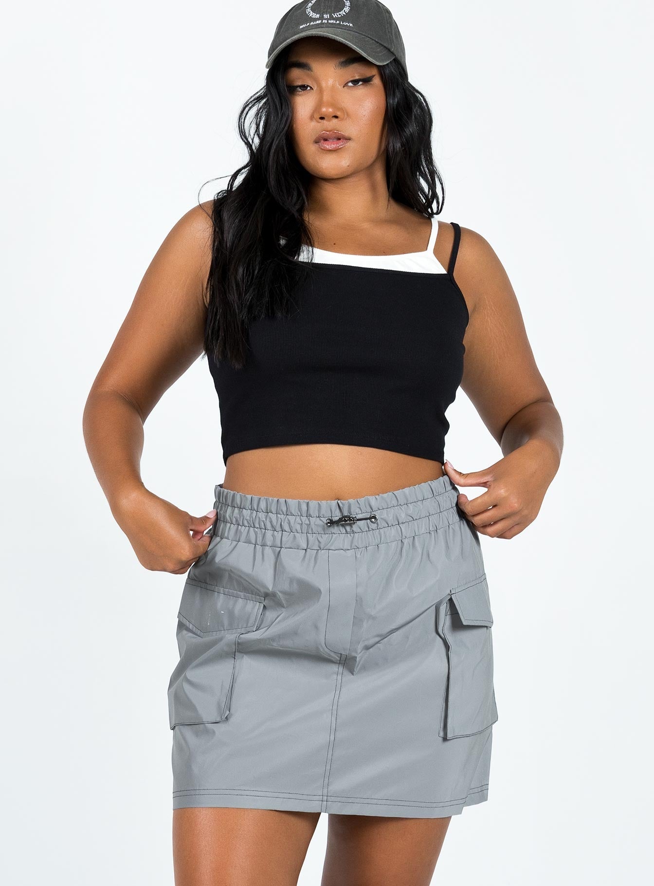 Leyana Cargo Mini Skirt Grey