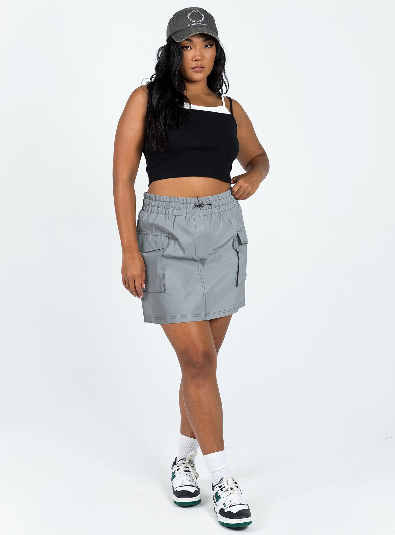 Leyana Cargo Mini Skirt Grey