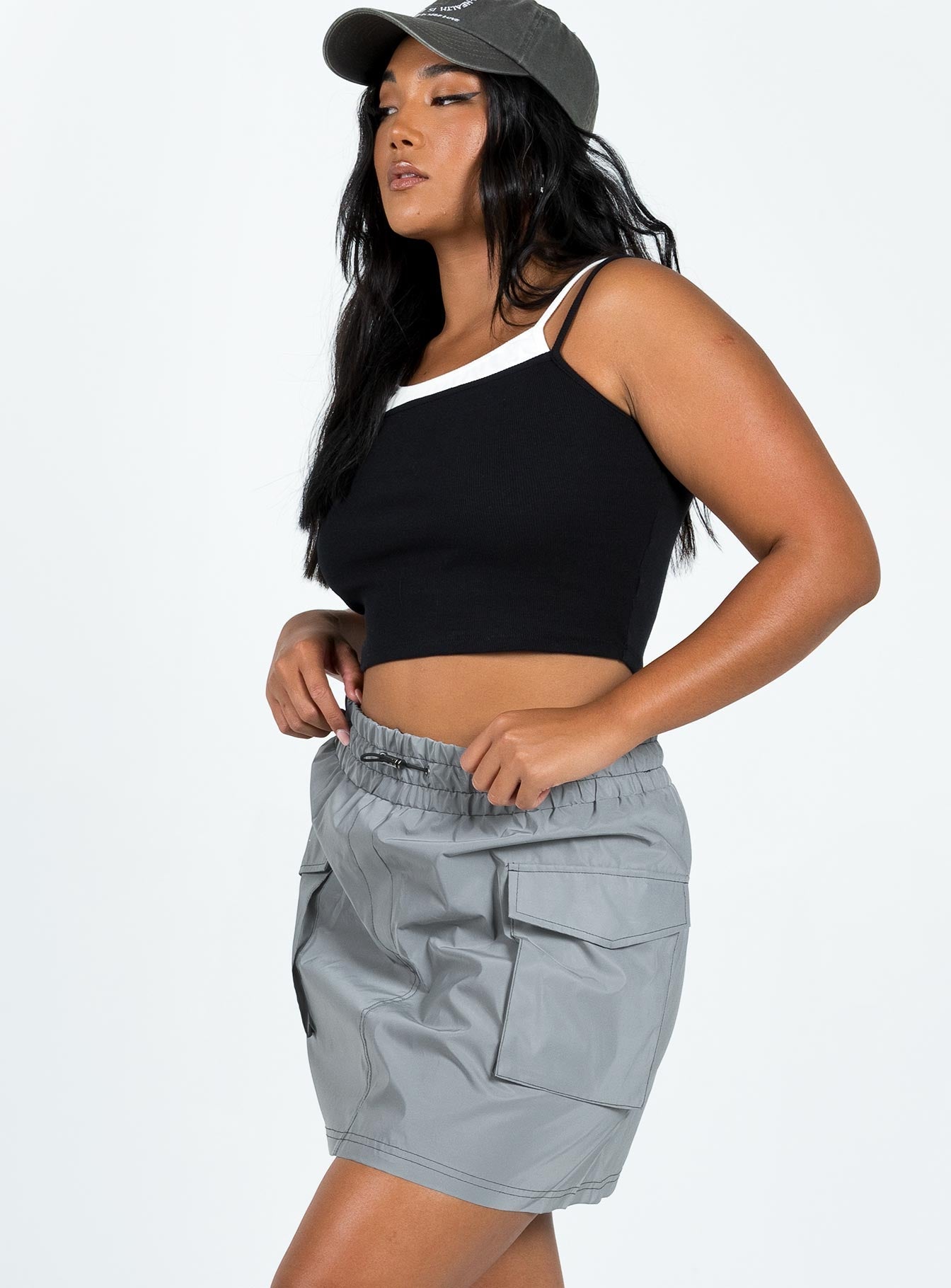 Leyana Cargo Mini Skirt Grey