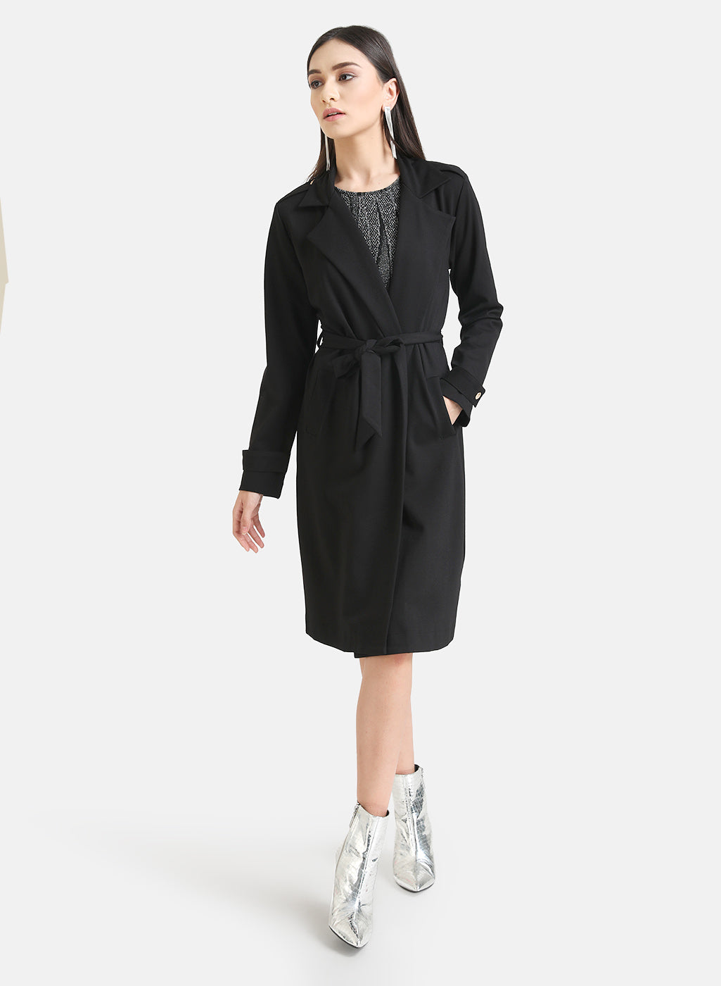 Long Line Belted Trench Coat