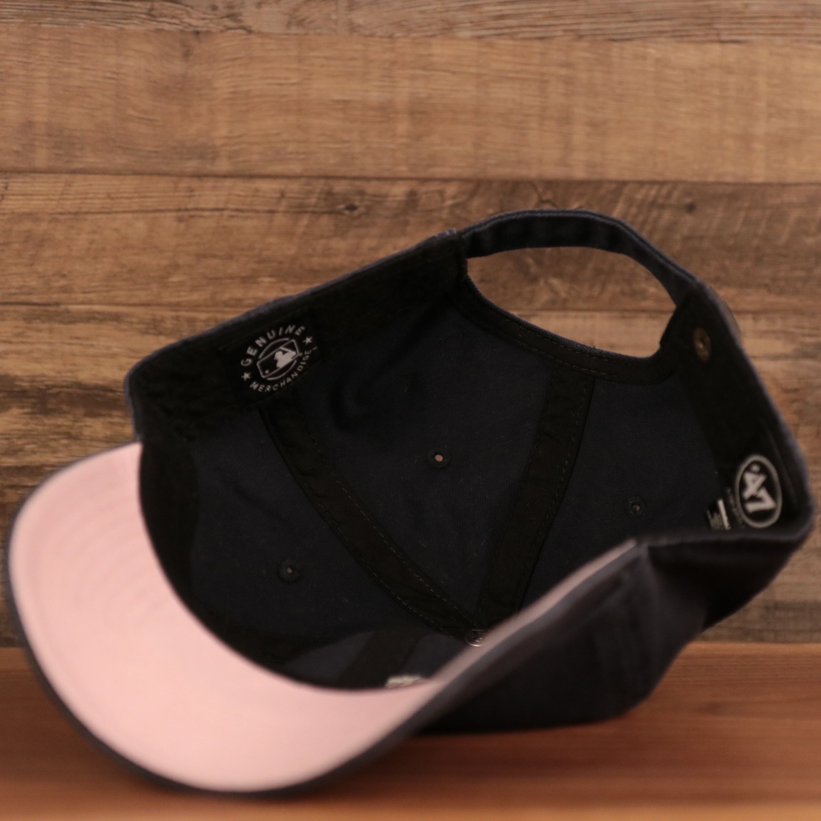 Los Angeles Dodgers Pink Bottom Dad Hat | Navy Blue Adjustable Pink Bottom Ball Cap