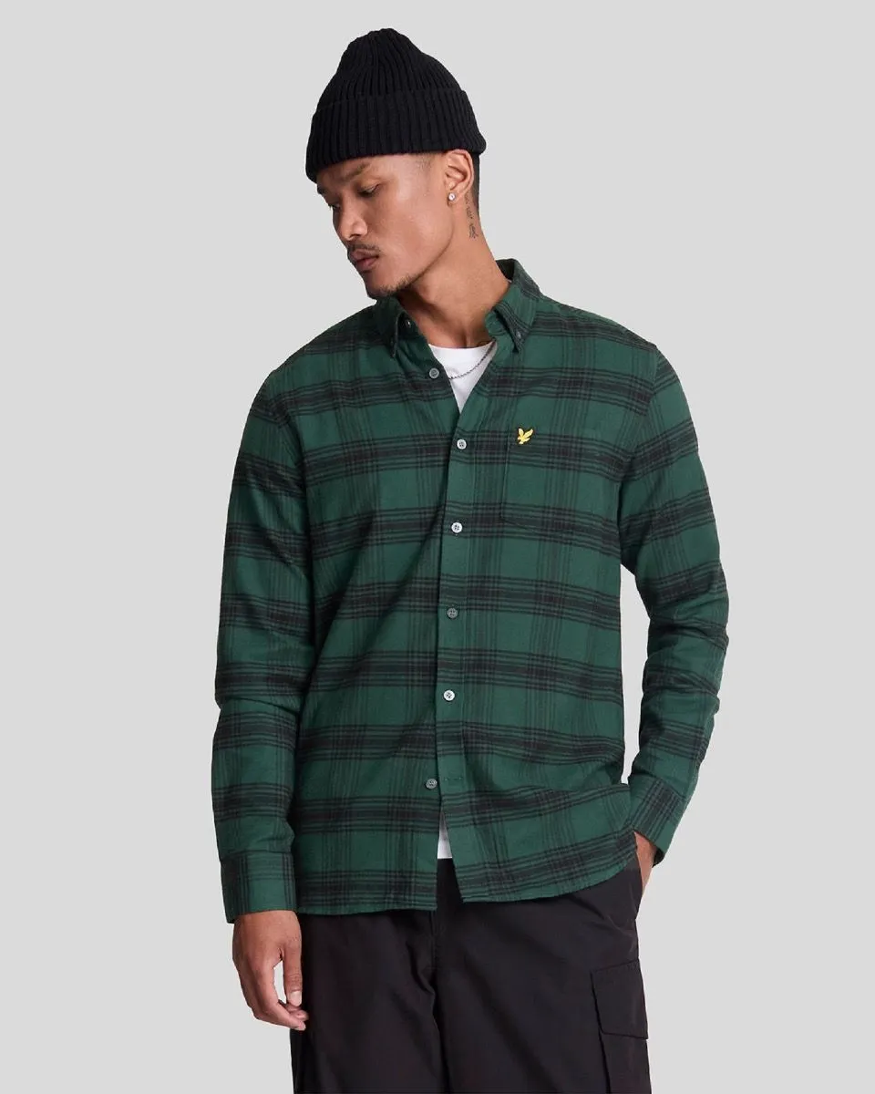 Lyle & Scott Flannel Check Long Sleeve Shirt Argyle Teal/Jet