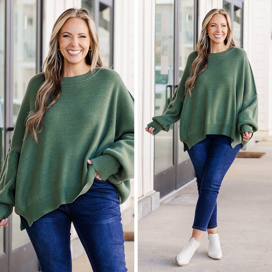 Magically Perfect Sweater, Olive