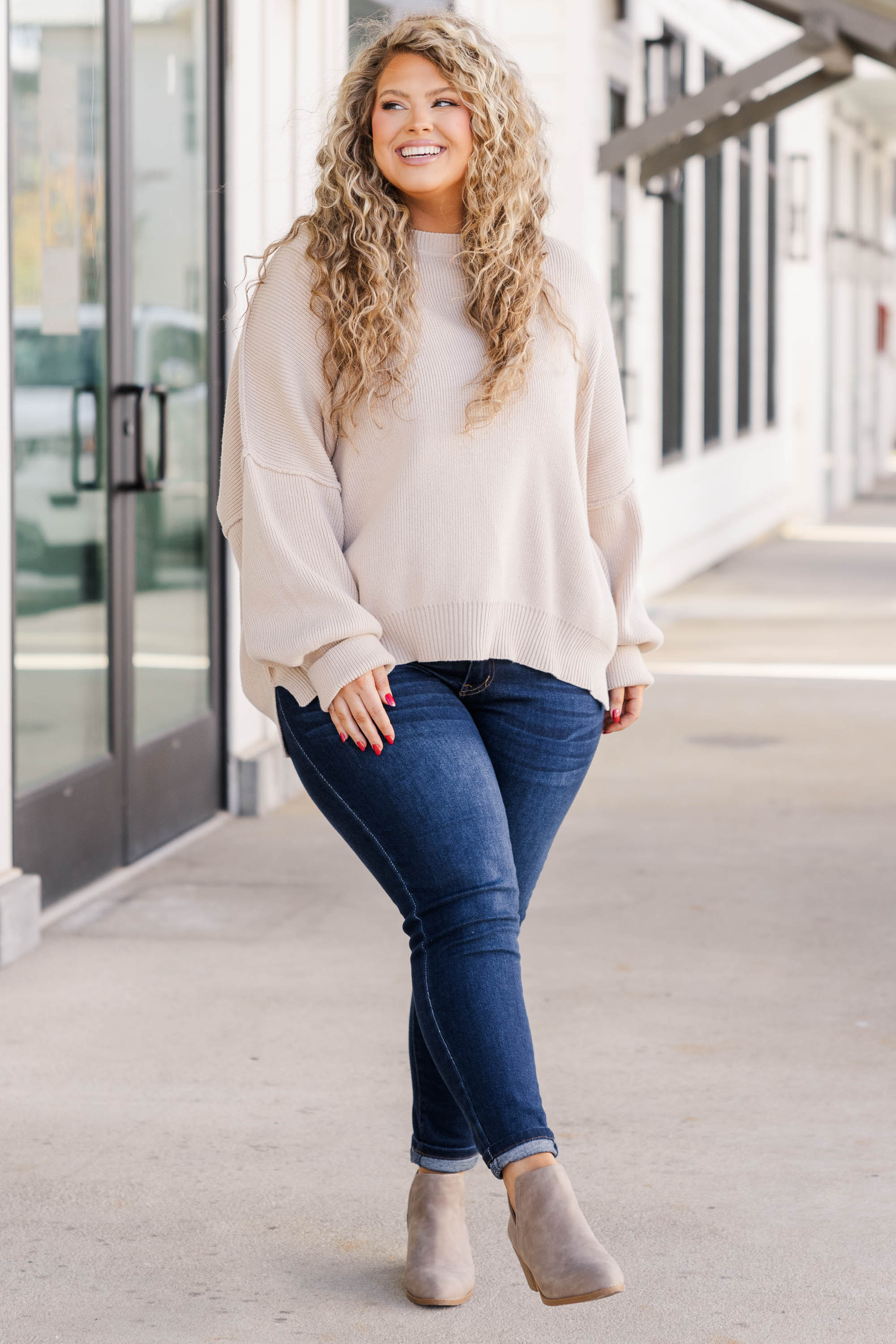 Magically Perfect Sweater, Taupe