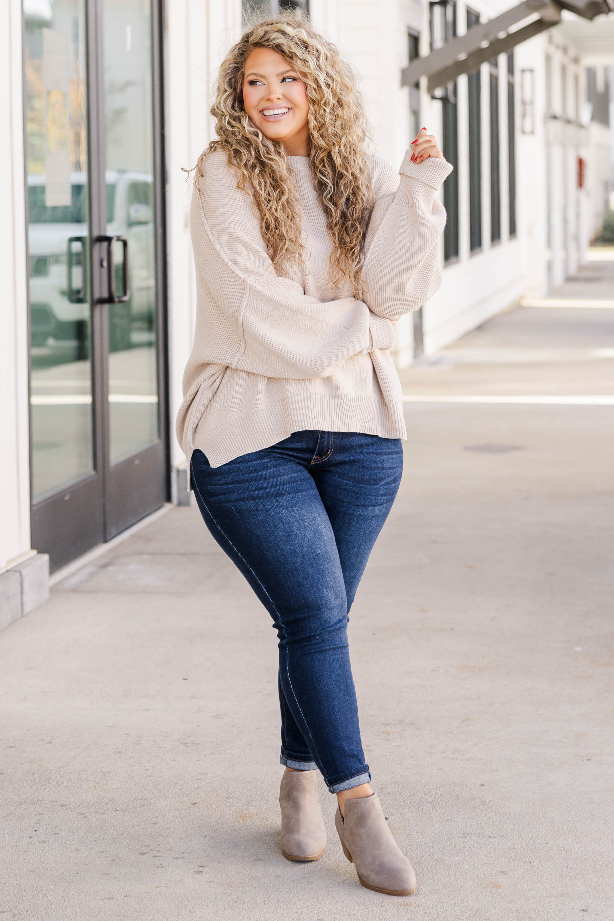 Magically Perfect Sweater, Taupe