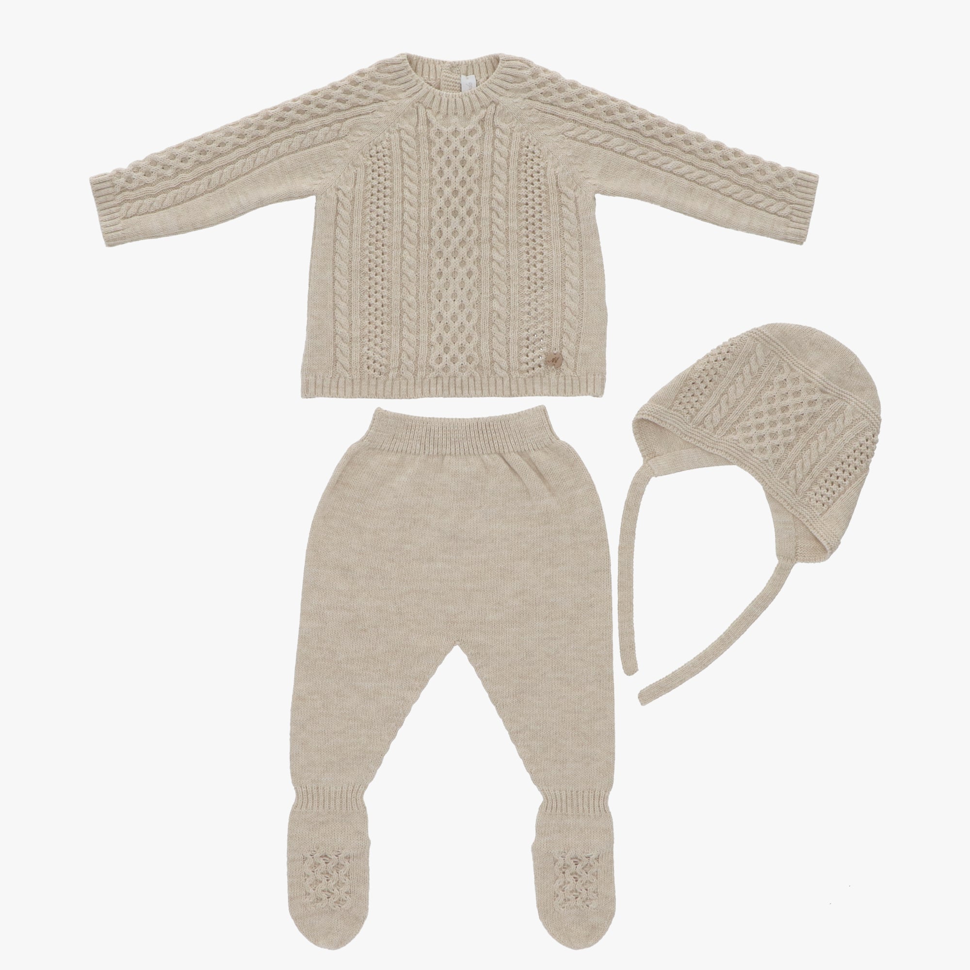 Martin Aranda Taupe Knit 3Pc Baby Set