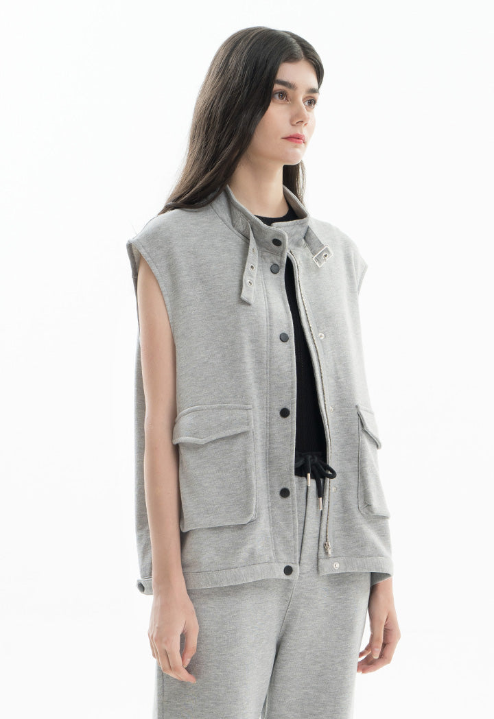 Melange Jersey Sleeveless Jacket