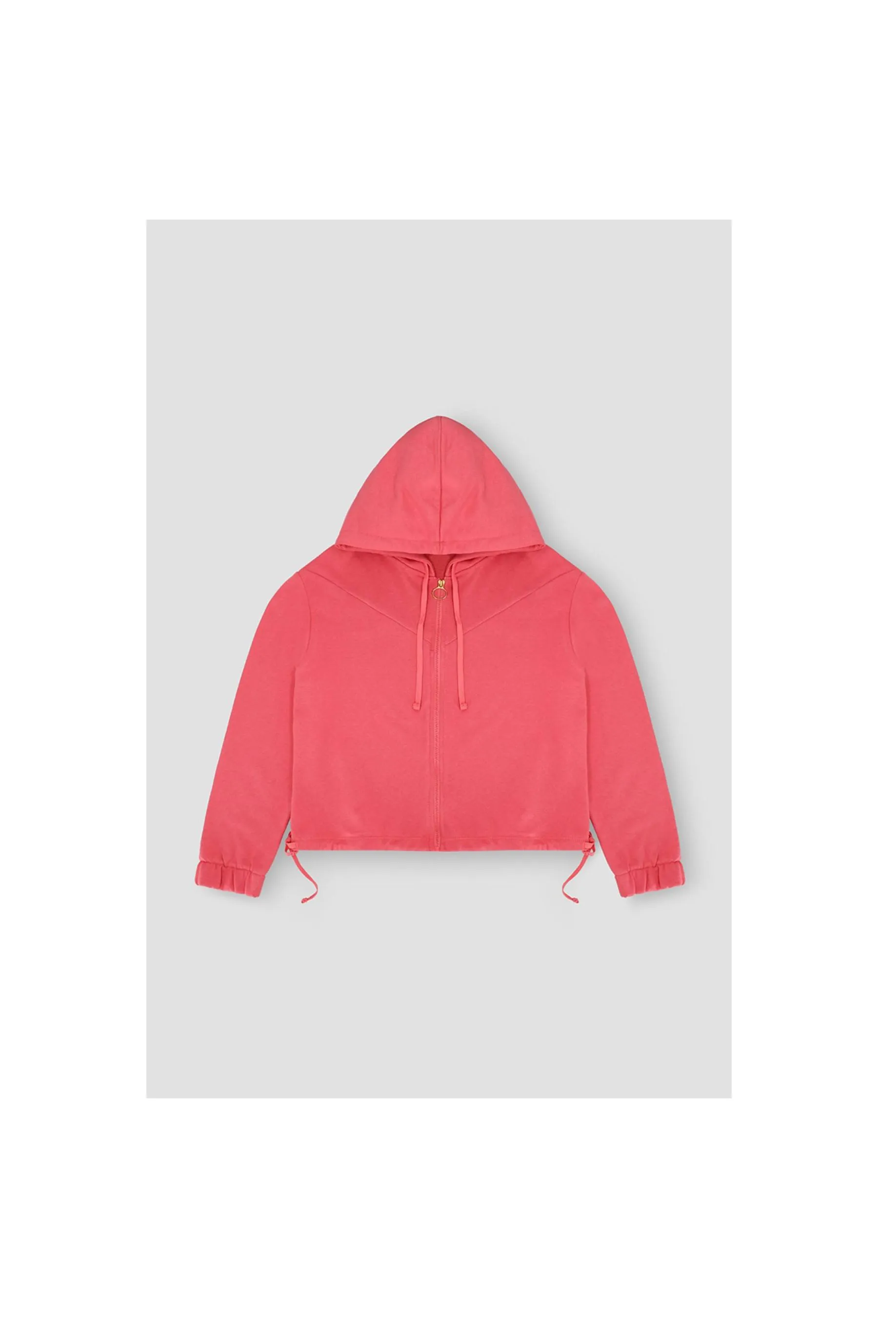 MEME Solid Zipper Closure Hoodie Pink Women Hoodies