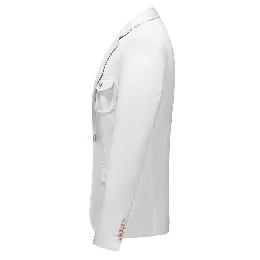 Men Blazer - Multi-Pocket White Blazer