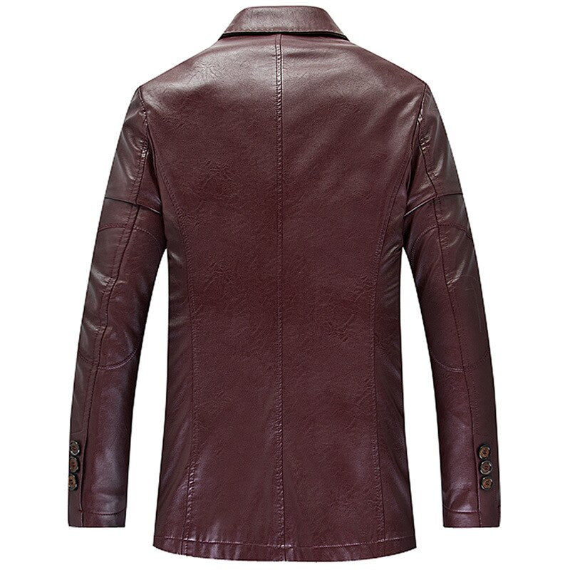 Men's Autumn Leisure Fashion Leather Slim-fit Overcoat Jacket