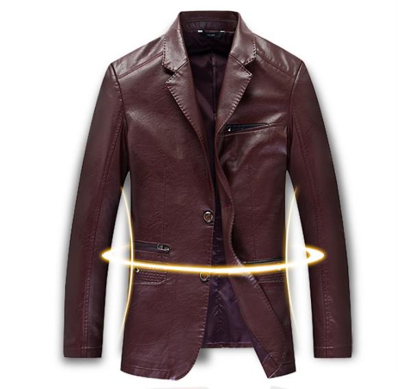 Men's Autumn Leisure Fashion Leather Slim-fit Overcoat Jacket