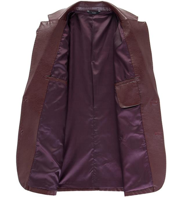 Men's Autumn Leisure Fashion Leather Slim-fit Overcoat Jacket