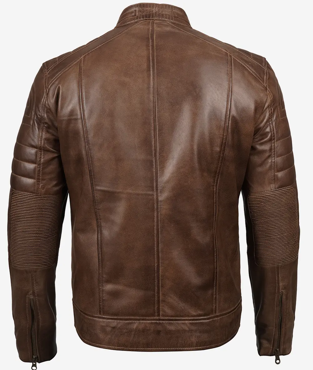 Mens Coffee Brown Biker Leather Jacket 