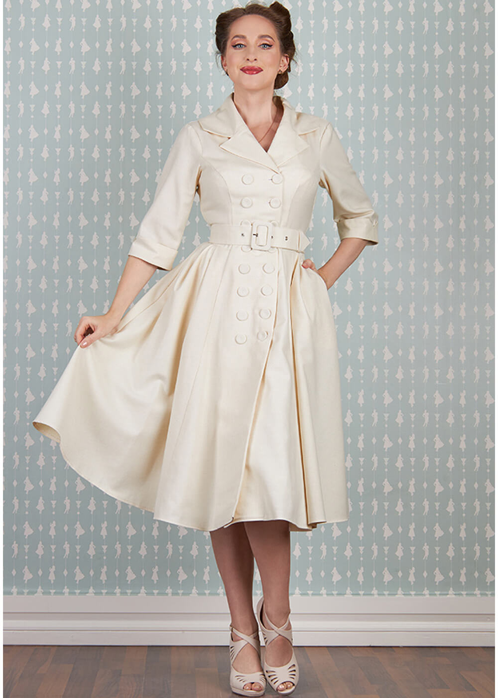 Miss Candyfloss Azelia May Linen Overcoat 50's Swing Dress