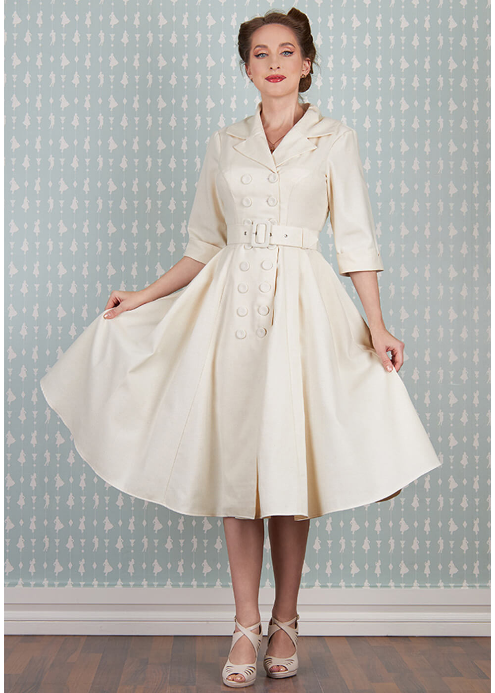 Miss Candyfloss Azelia May Linen Overcoat 50's Swing Dress