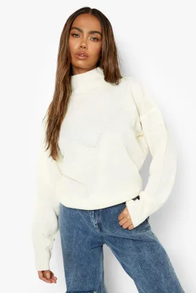 Mixed Stitch High Neck Sweater