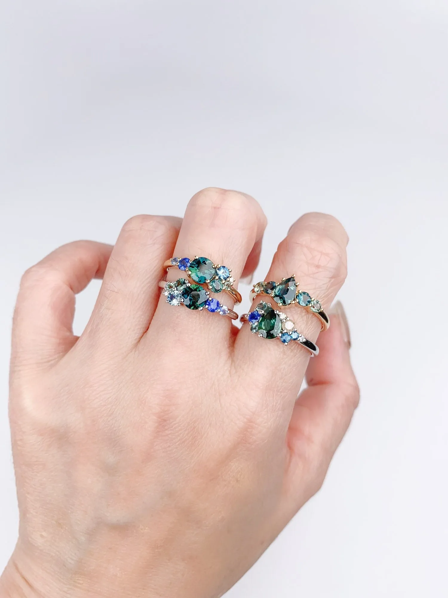 Montana Teal Sapphire Five-Stone Cluster Ring 14K Gold R6501