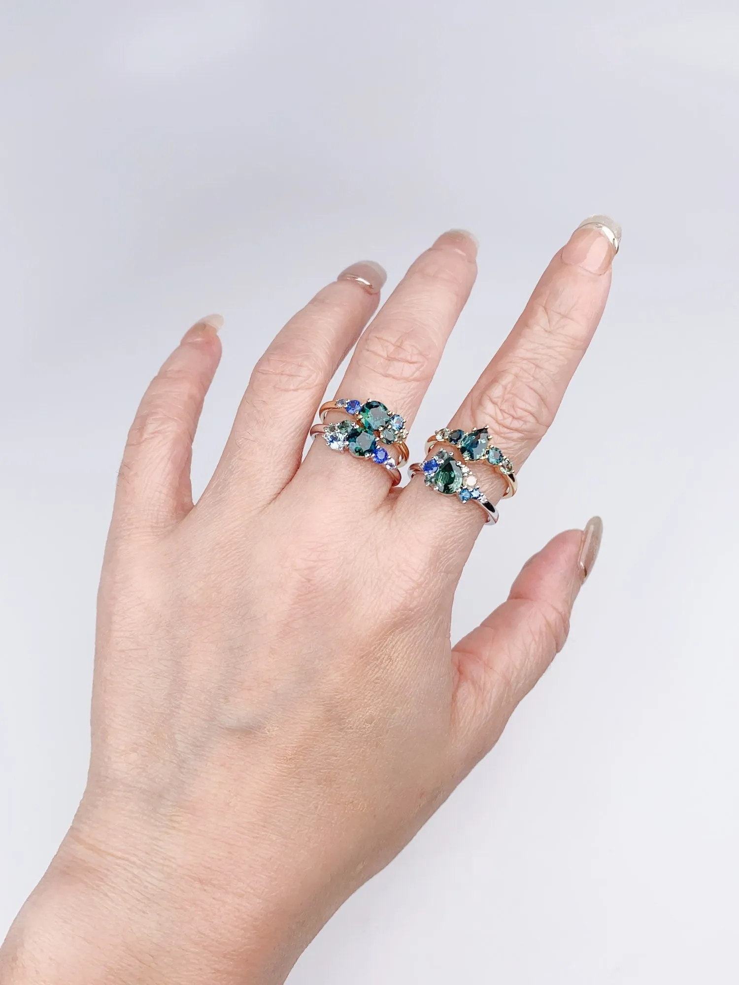 Montana Teal Sapphire Five-Stone Cluster Ring 14K Gold R6501