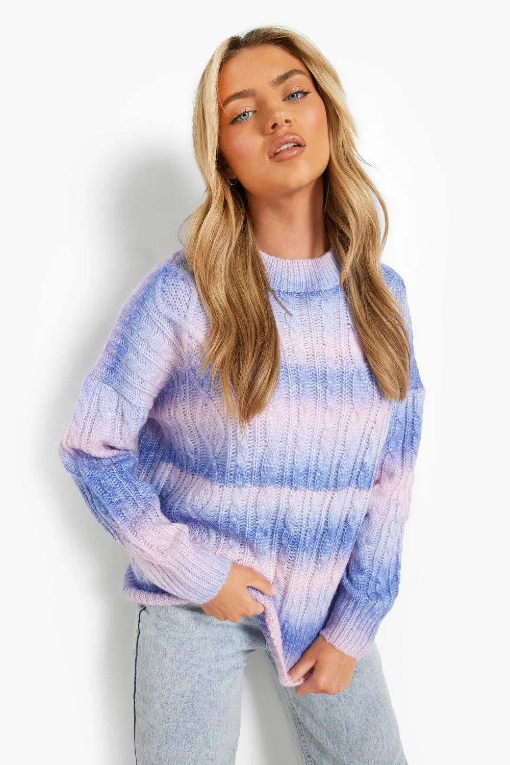 Ombre Cable Knit Sweater