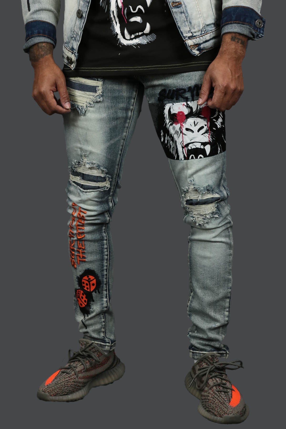 Only The Strong Custom Spray Painted Distressed Denim Pants Motive Denim | Vintage