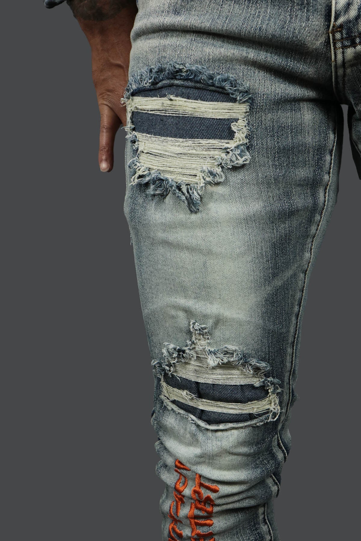 Only The Strong Custom Spray Painted Distressed Denim Pants Motive Denim | Vintage