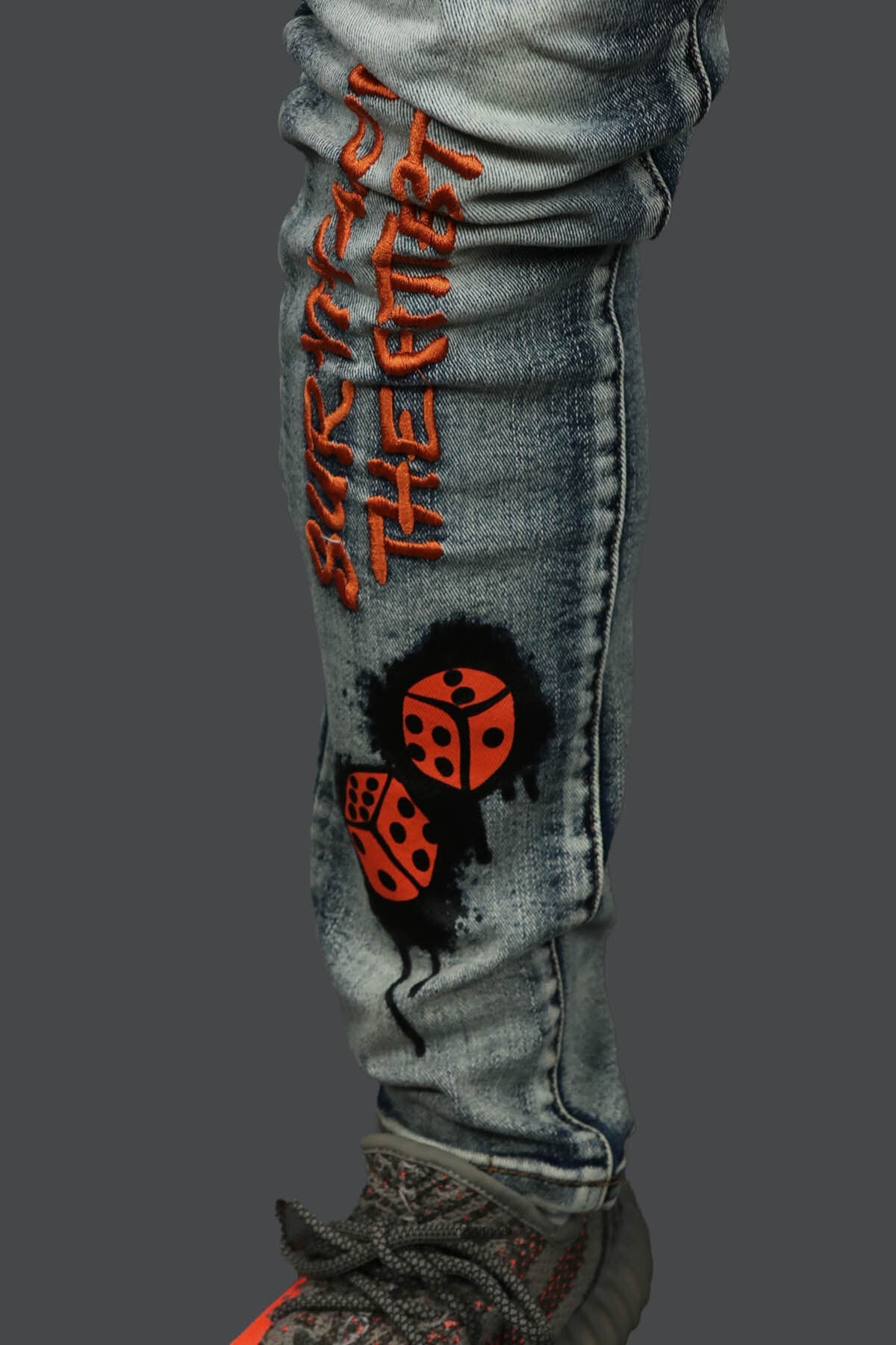 Only The Strong Custom Spray Painted Distressed Denim Pants Motive Denim | Vintage