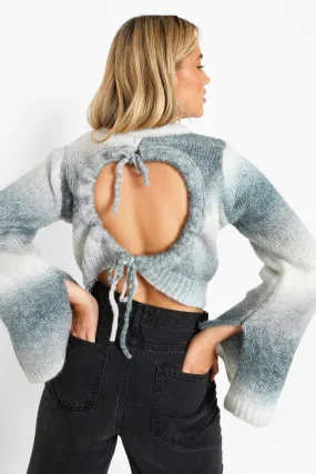 Open Back Ombre Neck Sweater