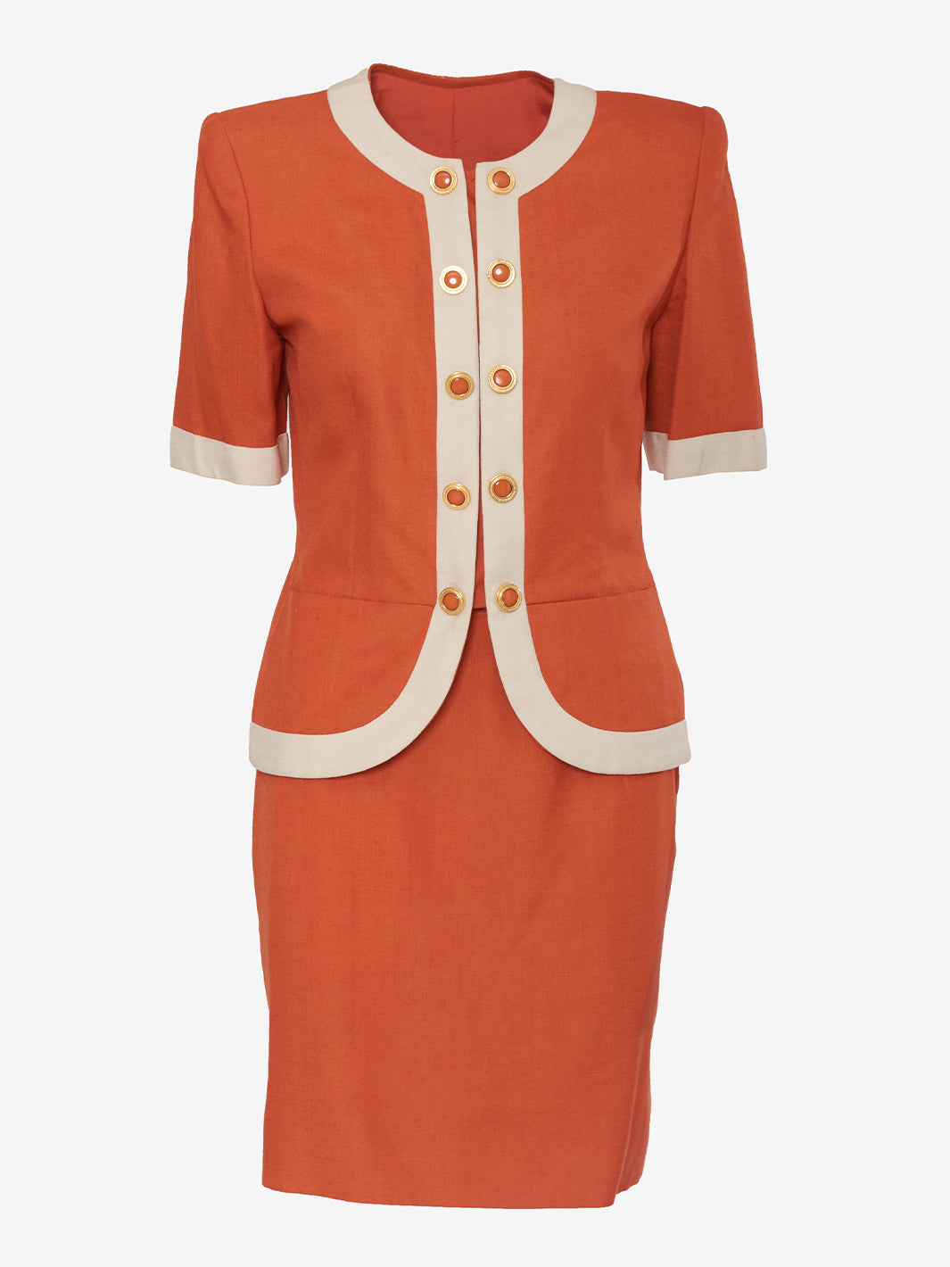 Orange Cotton Vintage Tailleur