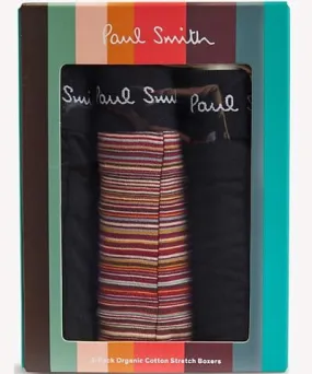 Paul Smith Mens Black Braded-waistband mid-rise pack of three stretch-organic cotton boxers