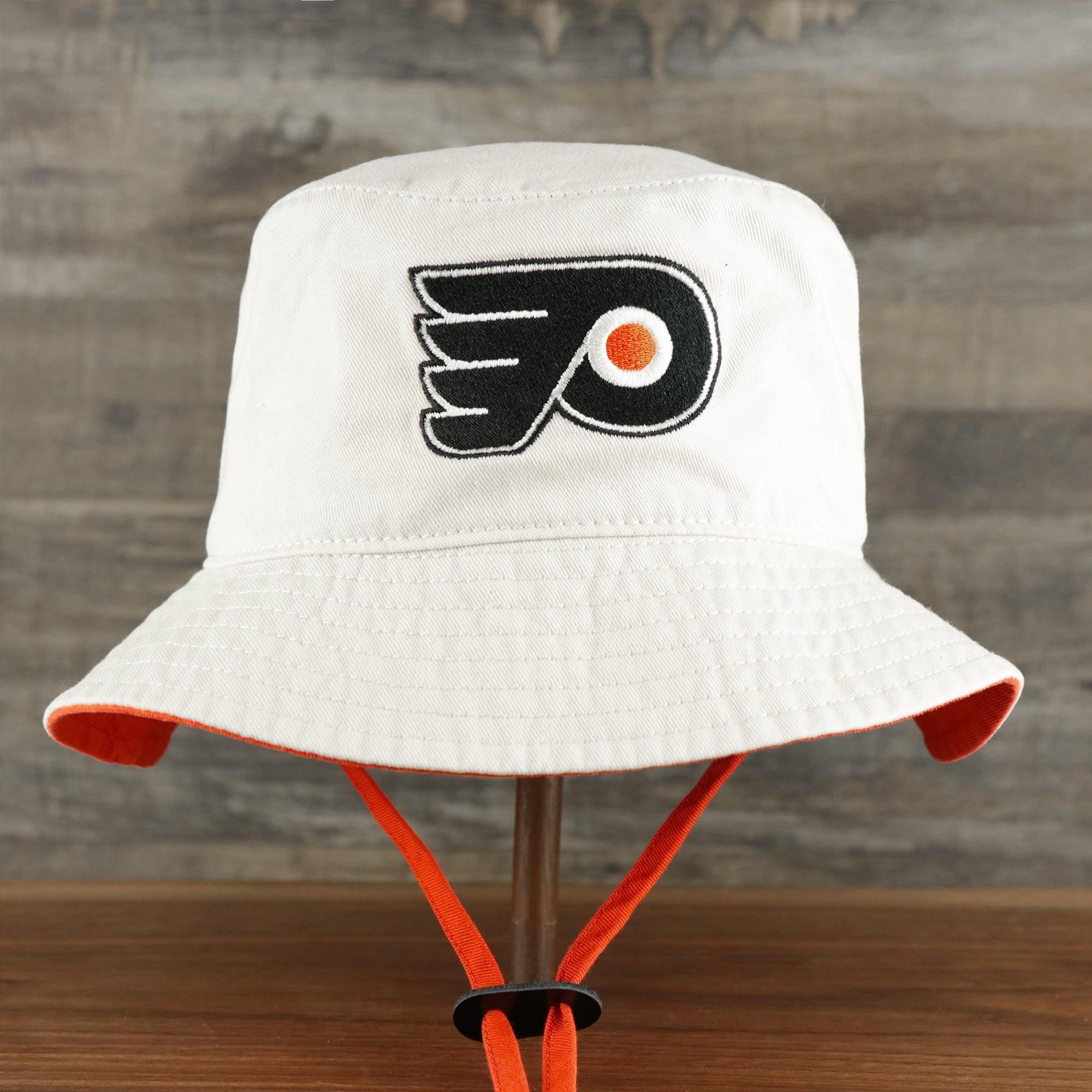 Philadelphia Flyers Logo Orange Undervisor Bucket Hat | Natural Bucket Hat