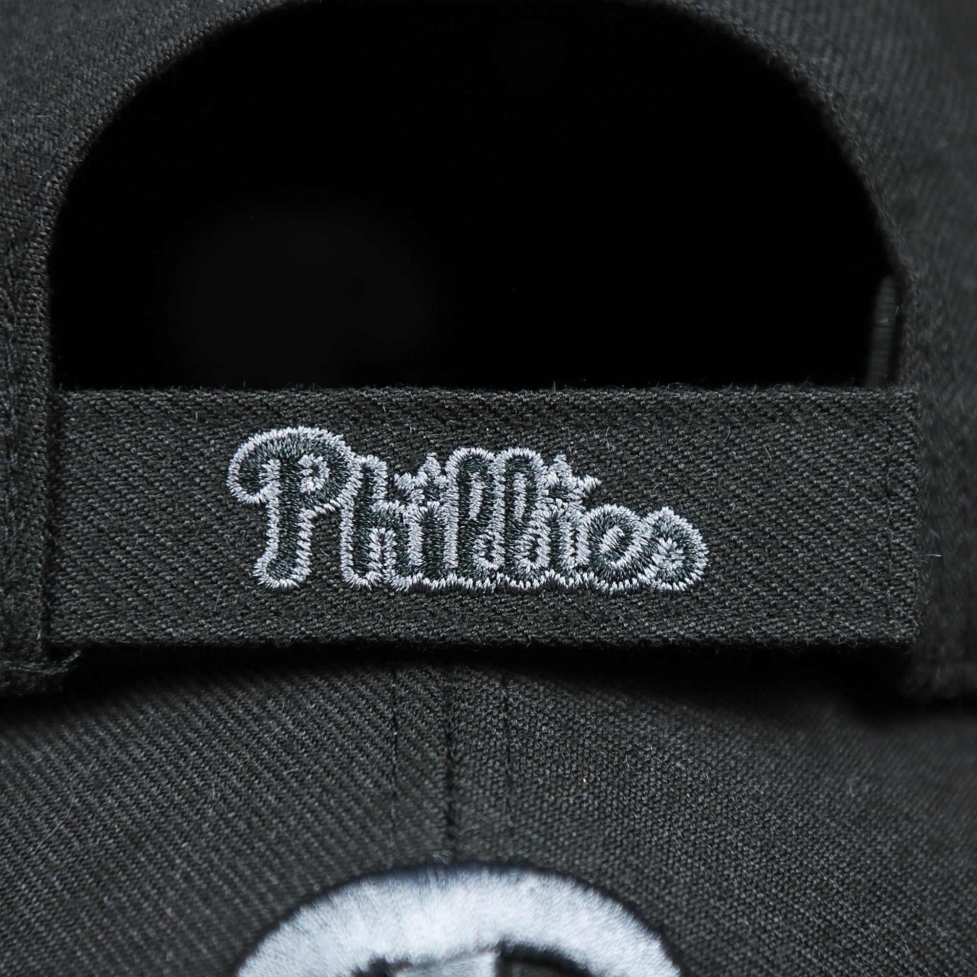 Philadelphia Phillies Gray Logo Gray Bottom Wool Dad Hat | Black Wool Dad Hat