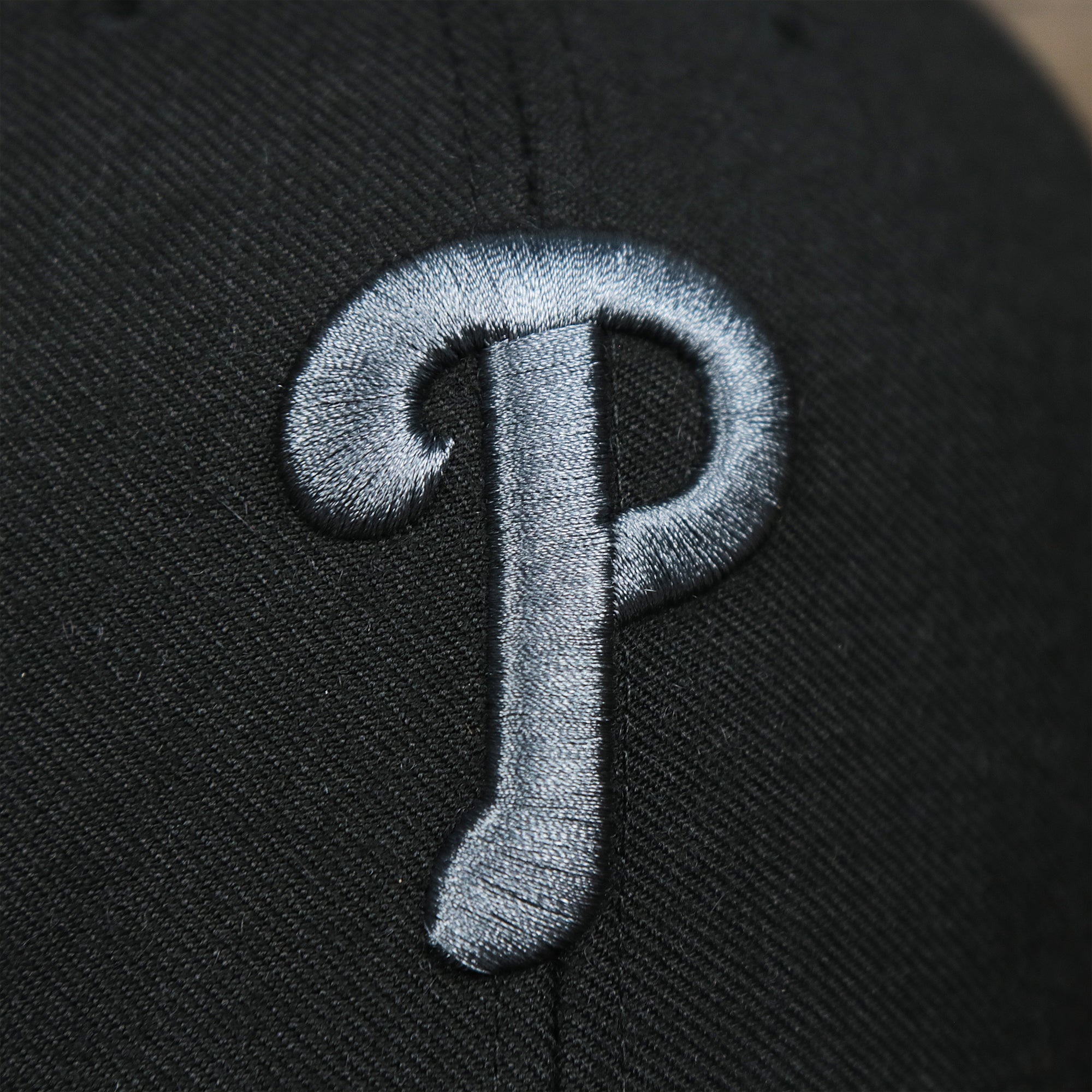 Philadelphia Phillies Gray Logo Gray Bottom Wool Dad Hat | Black Wool Dad Hat