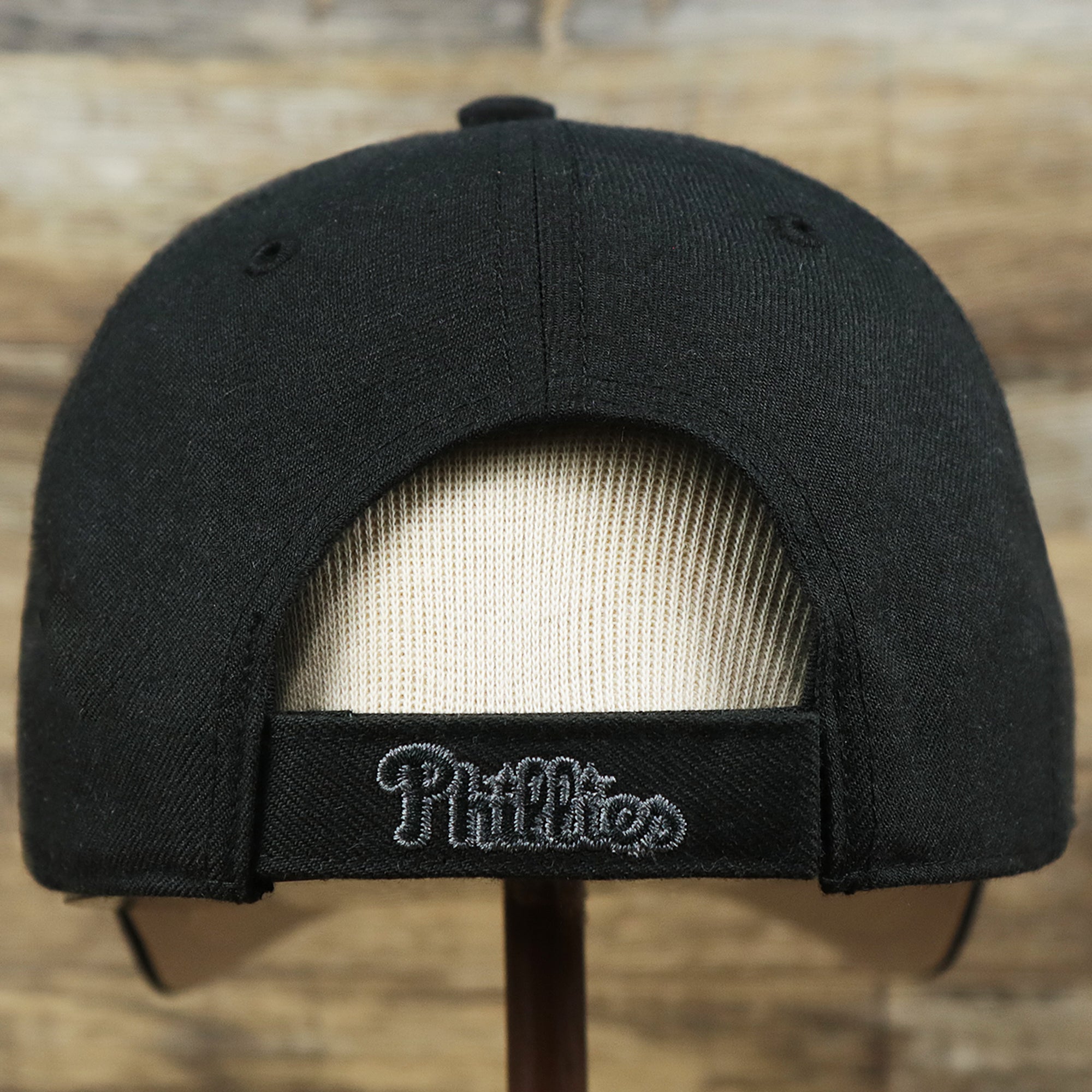 Philadelphia Phillies Gray Logo Gray Bottom Wool Dad Hat | Black Wool Dad Hat