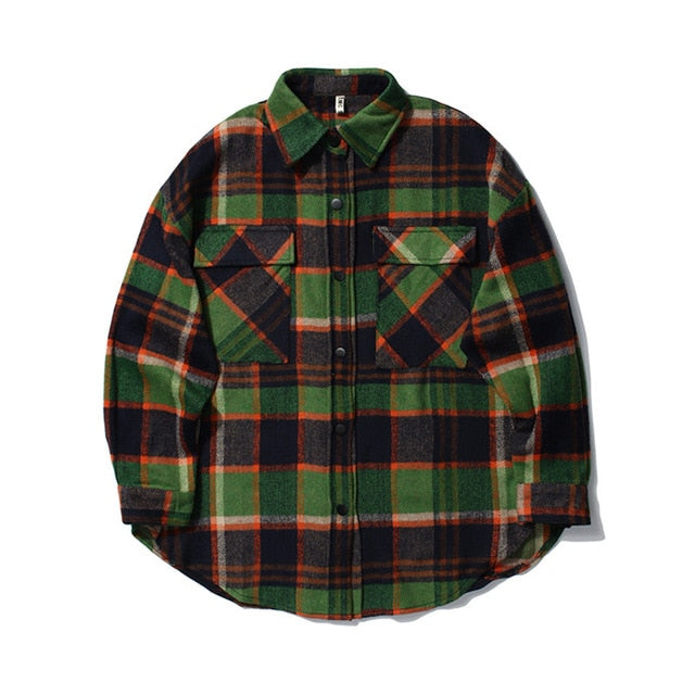 PLAID OVERSHIRT IN WOOLEN - GREEN