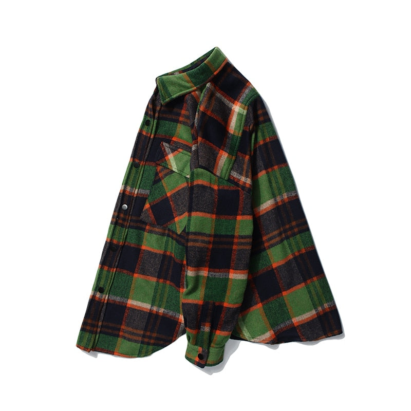 PLAID OVERSHIRT IN WOOLEN - GREEN