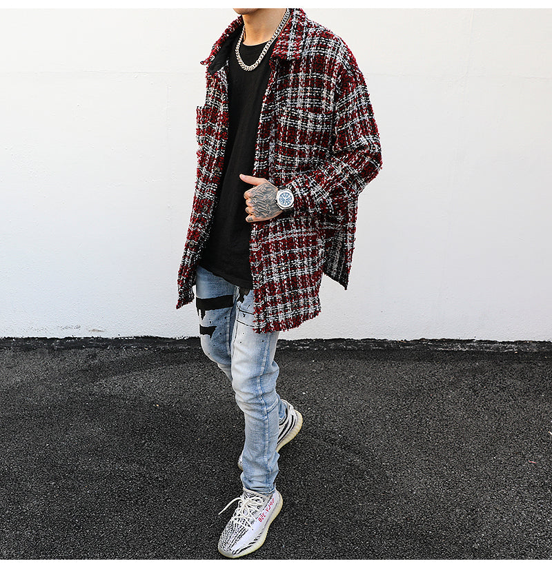 PLAID OVERSHIRT IN WOOLEN TWEED