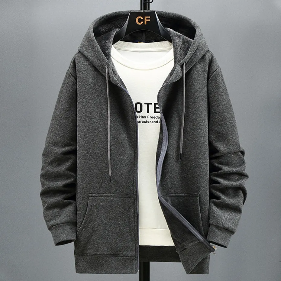 Plain Color Fleece Zipper Hoodie