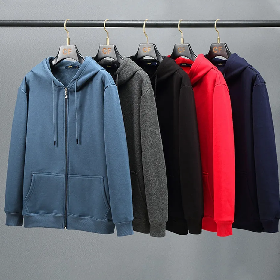 Plain Color Fleece Zipper Hoodie