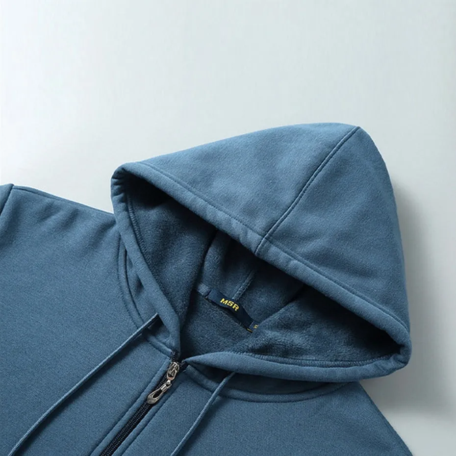 Plain Color Fleece Zipper Hoodie