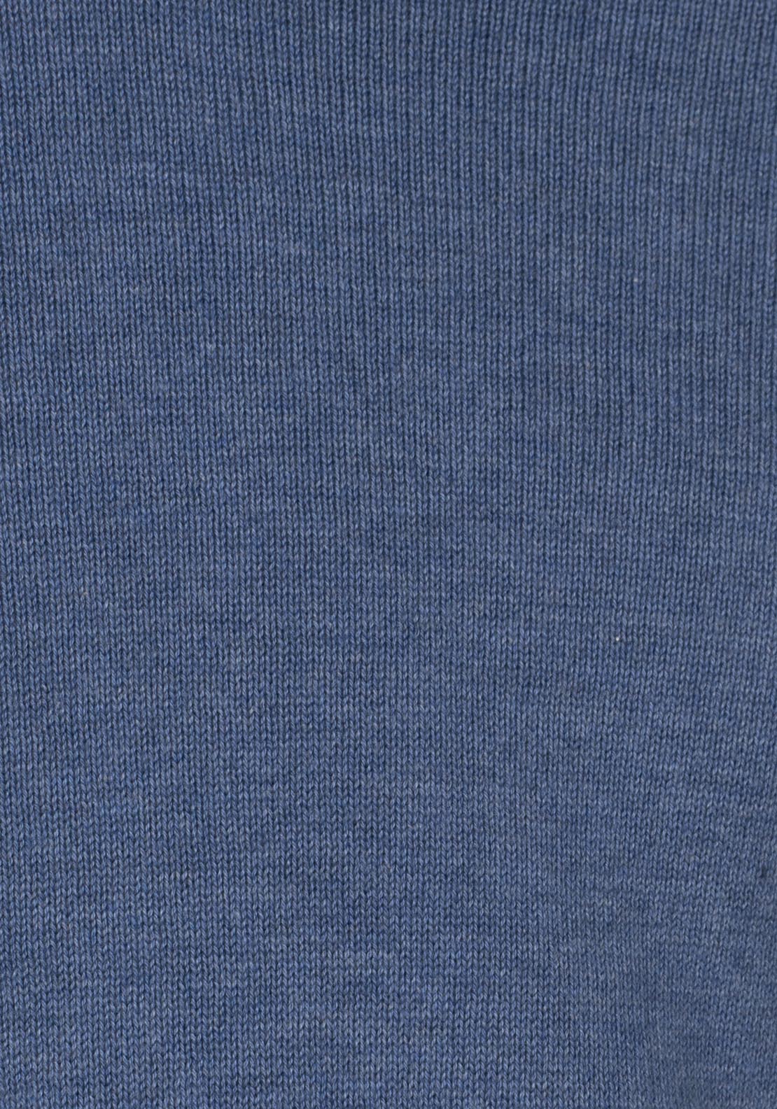 Plain Cotton V Neck Sweaters - Blue