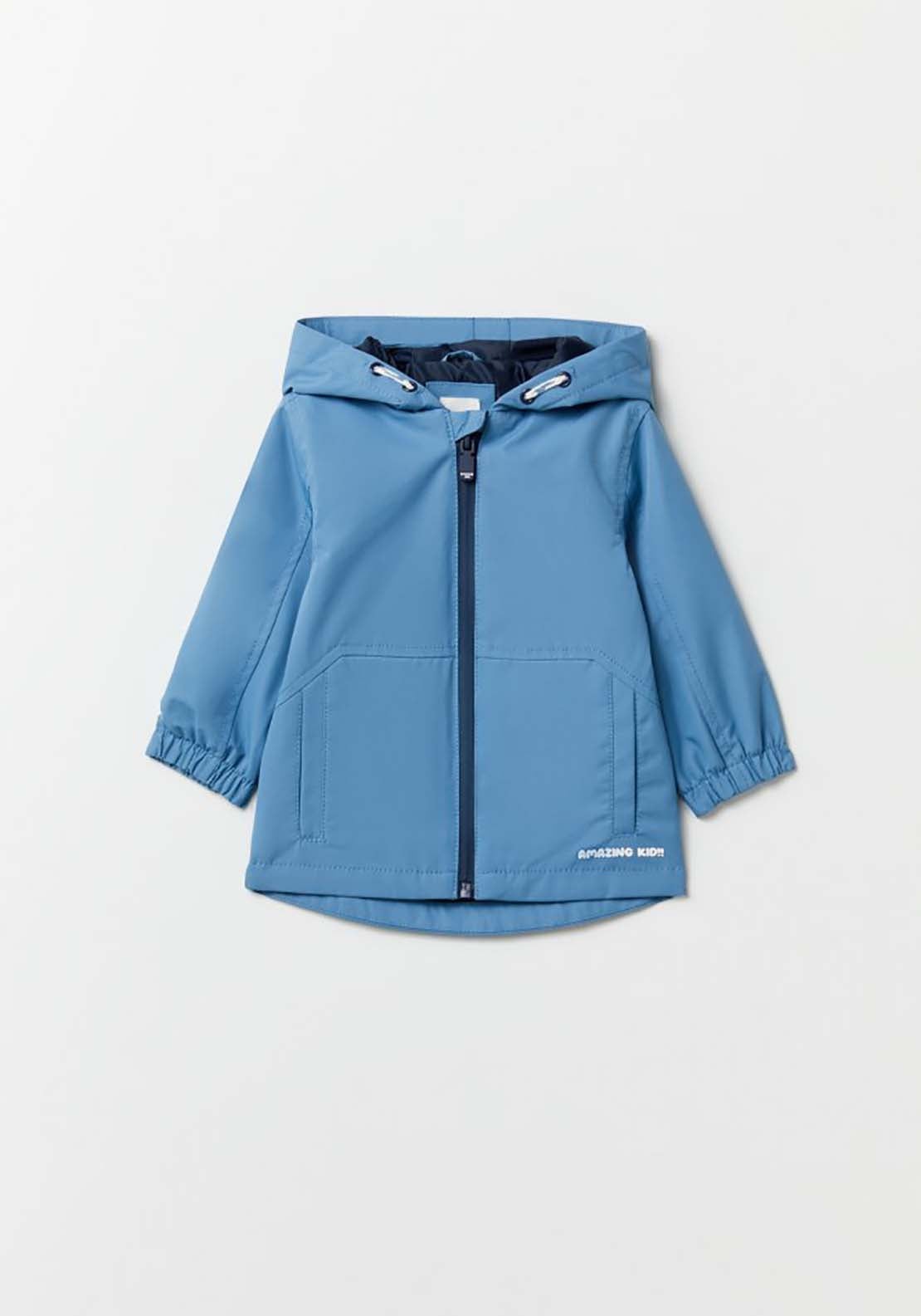 Plain Hooded Windbreaker - Blue