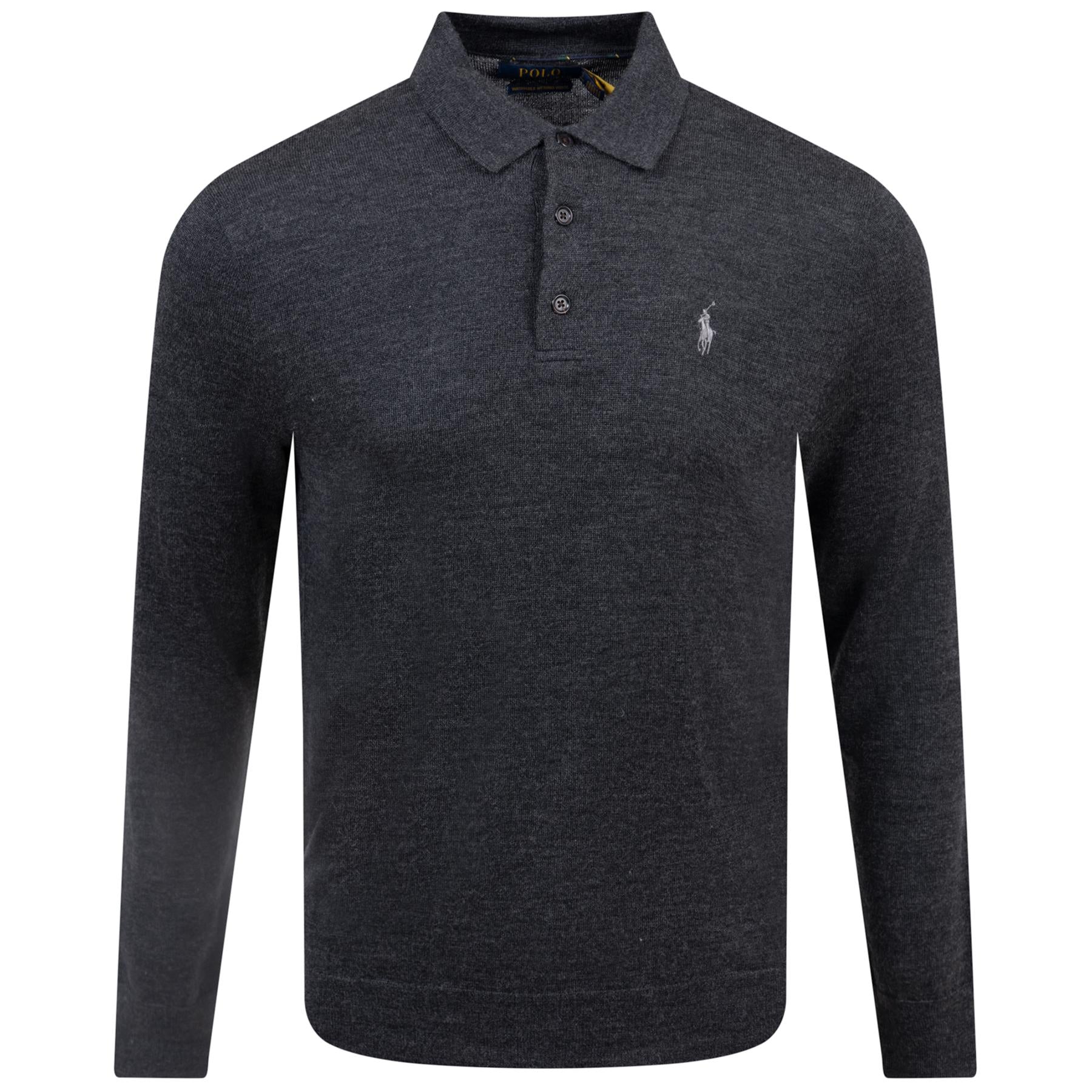 Polo Golf Wool Polo Collar Sweater Dark Granite Heather - AW23