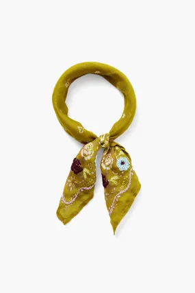 Posy Embroidered Bandana Ochre