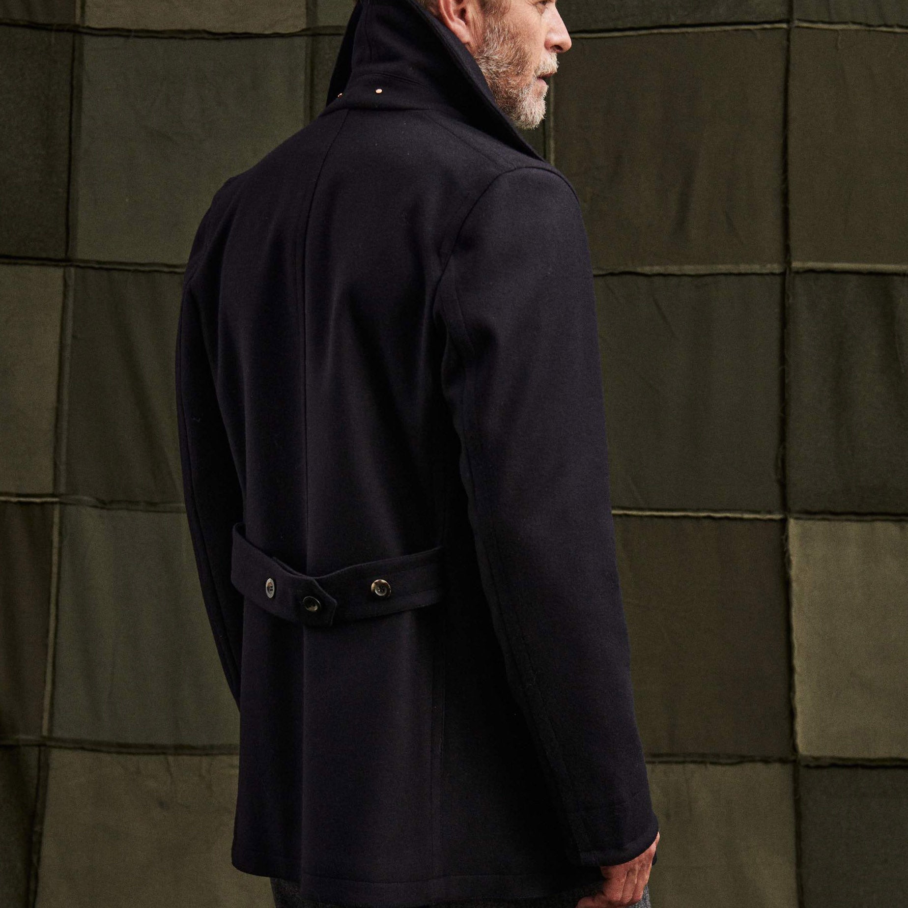 Private White VC - Melton Peacoat in Navy