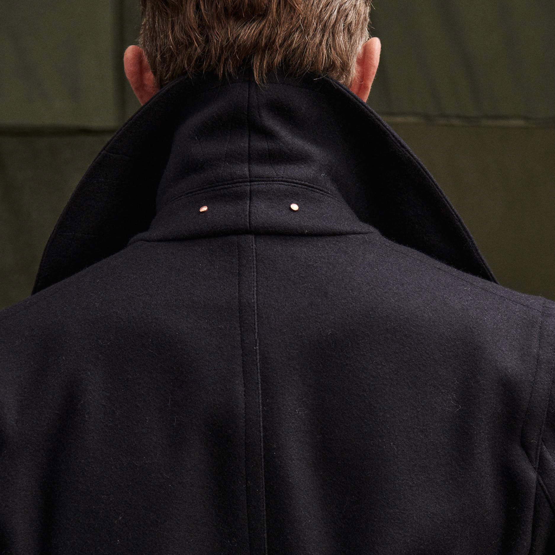 Private White VC - Melton Peacoat in Navy