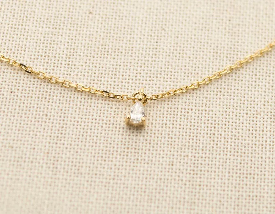 Ready to ship! Five Teardrop Diamond Pendant on 18K Gold Chain Necklace AD1224