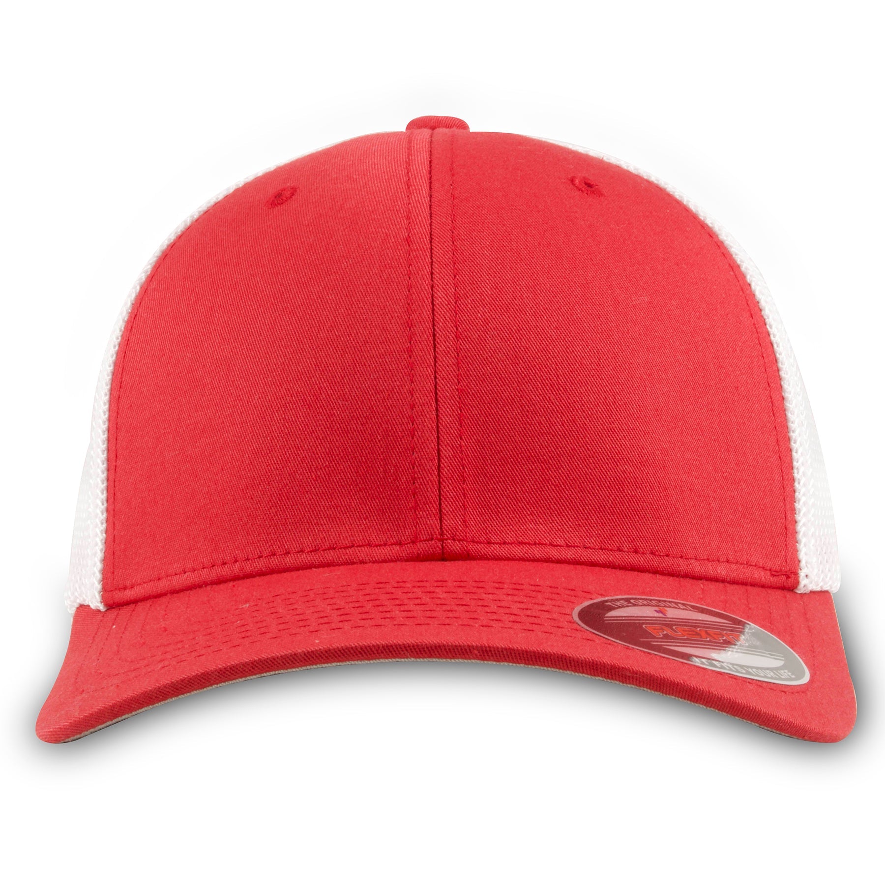 Red and White Mesh-Back Trucker Stretch Fit Hat